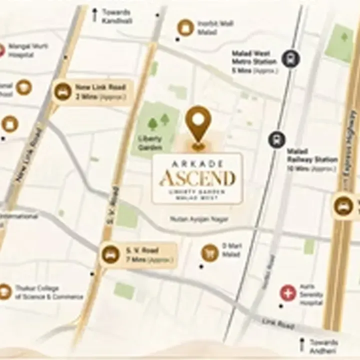 Arkade Ascend location map, Malad West